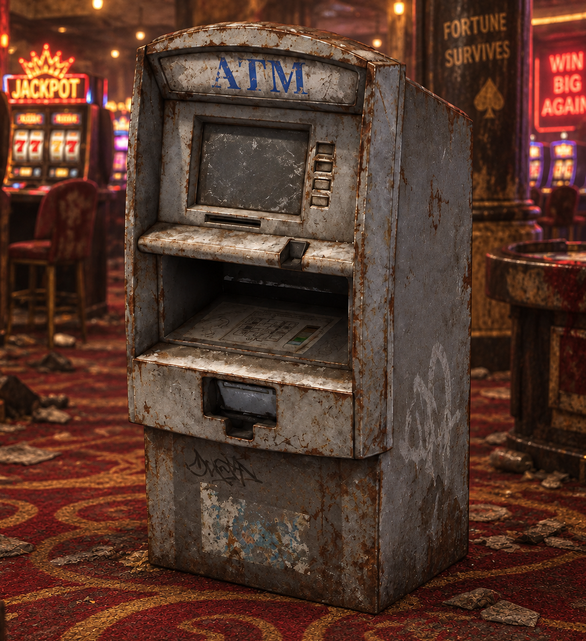 Foggy ATM at Ste's Casino