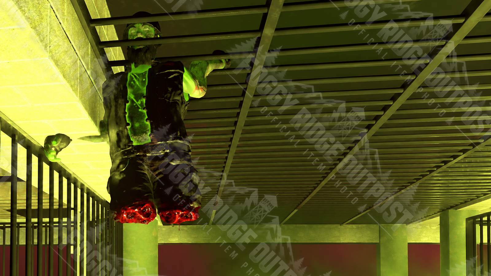 This zombie got its head stuck in the bars and left the rest of itself somewhere less convenient.